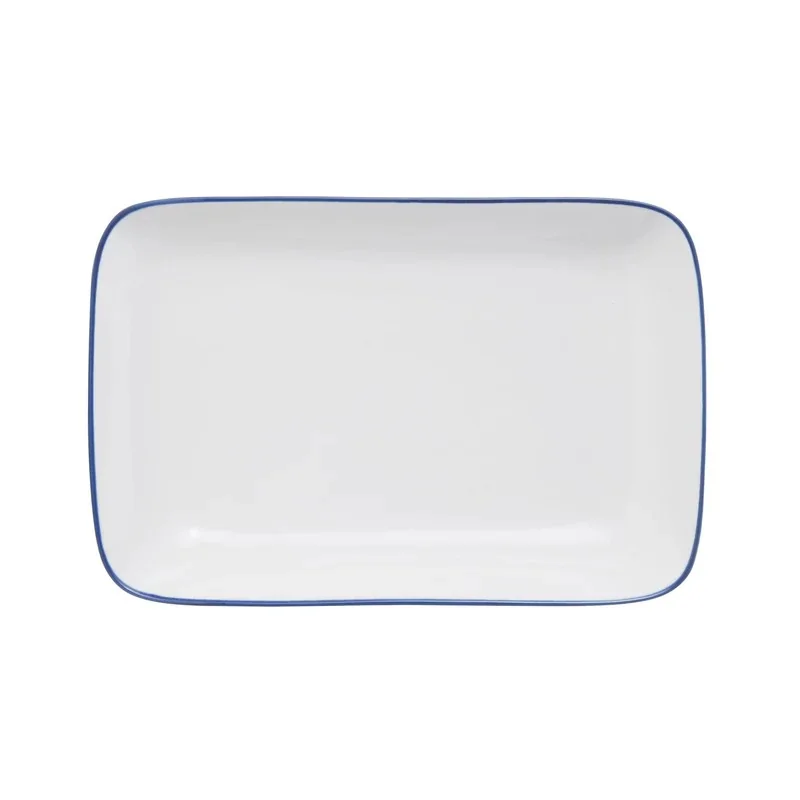 Mikasa Bistro Pinstripe Blue Rectangular Platter – 12 x 8 Inch - Set of 2