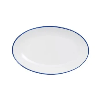 Mikasa Bistro Pinstripe Blue Oval Platter – 9 x 6 Inch - Set of 4