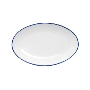 Mikasa Bistro Pinstripe Blue Oval Platter 11 x 7 Inch - Set of 12 pcs