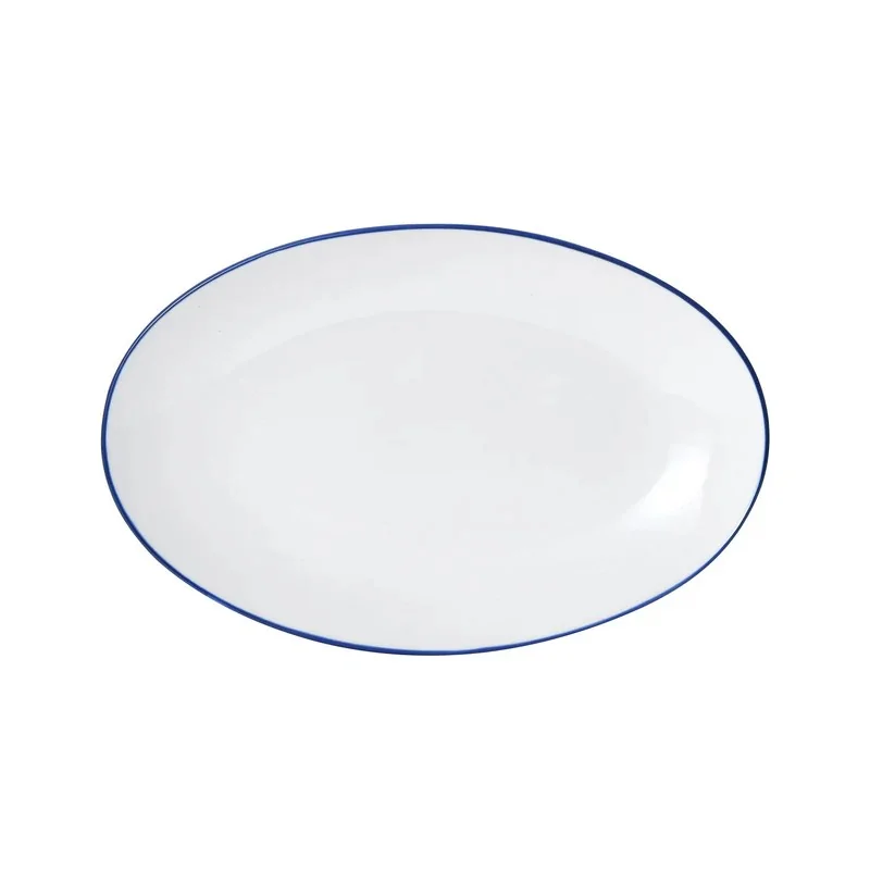 Mikasa Bistro Pinstripe Blue Oval Platter – 13 x 8 Inch - Set of 4 Mikasa Bistro Pinstripe Blue Oval Platter – 13 x 8 Inch - Set of 4