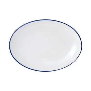 Mikasa Bistro Pinstripe Blue Oval Platter – 16 x 11 Inch - Set of 2