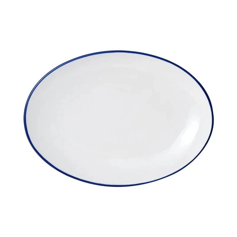 Mikasa Bistro Pinstripe Blue Oval Platter – 16 x 11 Inch - Set of 2