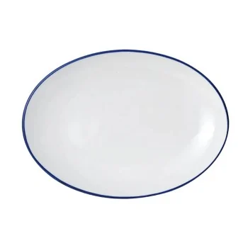 Mikasa Bistro Pinstripe Blue Oval Platter – 13.7 x 9.8 Inch - Set of 2