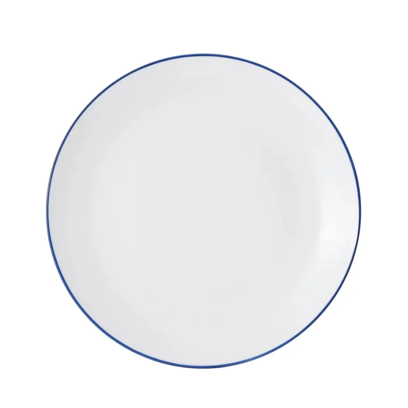 Mikasa Bistro Pinstripe Blue Coupe Plate 12 Inch - Set of 12 pcs