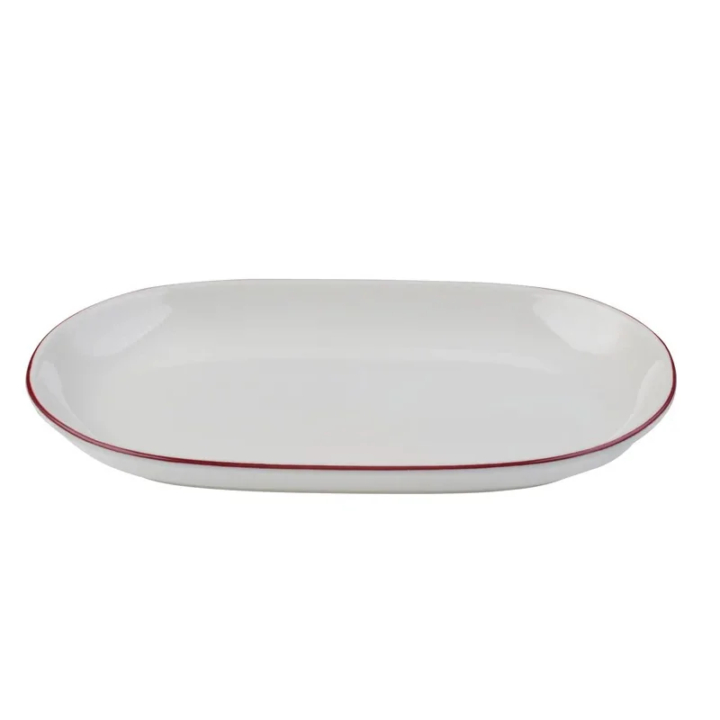 ID Fine Modest Maroon Oval Platter – 14 x 9 Inch - Set of 6