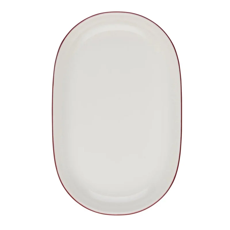 ID Fine Modest Maroon Oval Platter 13 x 8 Inch - Set of 6 pcs