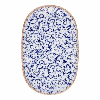 ID Fine Venecia Blue Fine China Oval Platter – 11.2 x 7.2 Inch - Set of 6
