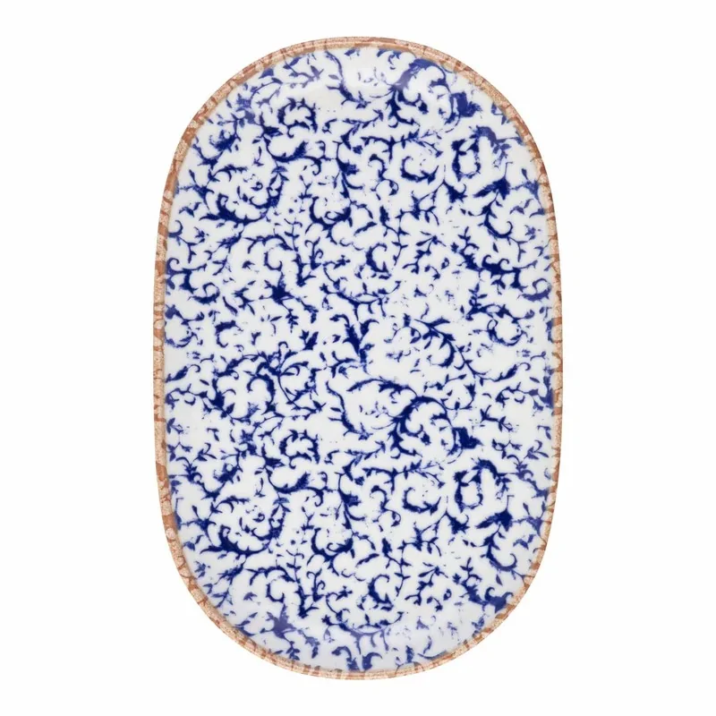 ID Fine Venecia Blue Fine China Oval Platter 5.6 x 3.6 Inch - Set of 18 pcs