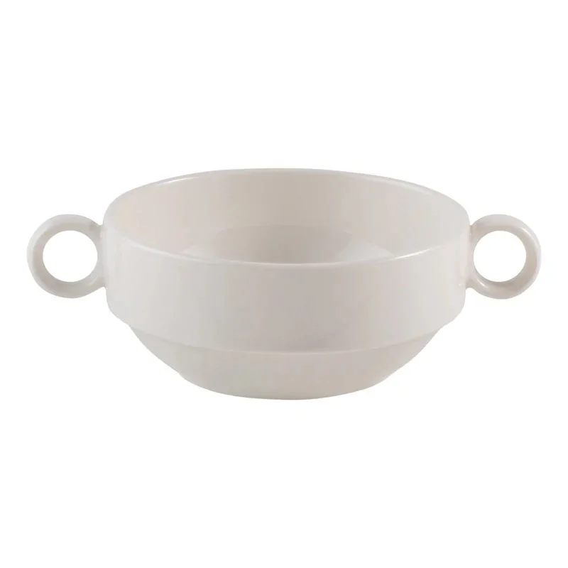 ID Fine Joker White Fine China Handled Bowl 4.8'' 12oz - Set of 12 pcs