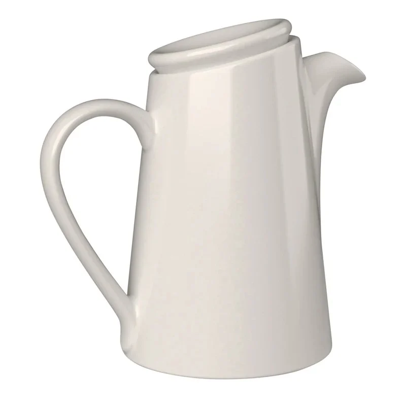 ID Fine Bevel White Vitreous China Coffee Jug – 6.6 Inch, 20oz - Set of 4 ID Fine Bevel White Vitreous China Coffee Jug – 6.6 Inch, 20oz - Set of 4