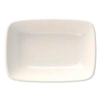 ID Fine Quadro White Fine China Rectangular Platter 6.75 x 4.6 Inch - Set of 12 pcs