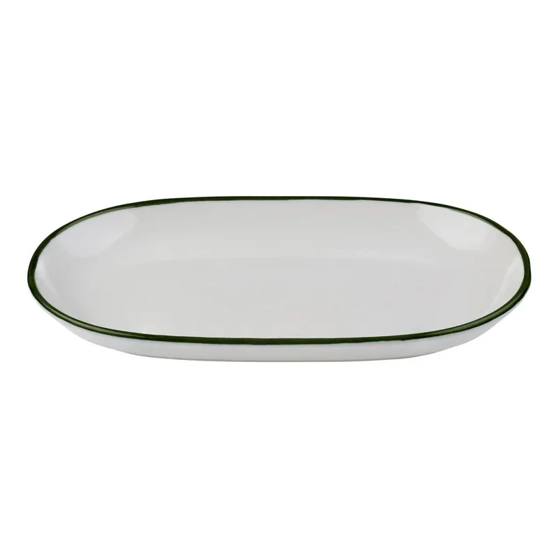 ID Fine Modest Green Coupe Oval Platter – 13 x 8 Inch - set of 6 ID Fine Modest Green Coupe Oval Platter – 13 x 8 Inch - set of 6