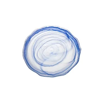 12.80'' Plate Amorf Blue With White Glass - set of 9