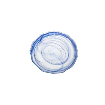 11.02'' Plate Amorf Blue W White Glass - set of 16