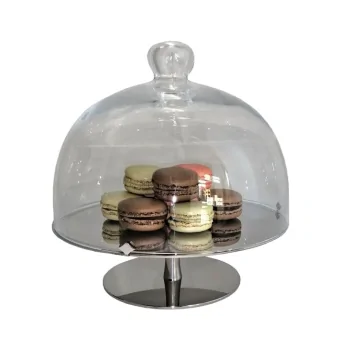 Polished Stand In Stainless Steel With Glass Dome - Dia: 28 cm H: 28 cm