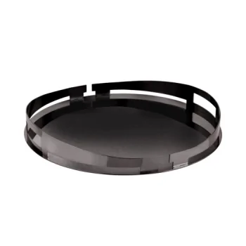 Polished Black Round Tray - Dia: 35 cm H: 4.5 cm