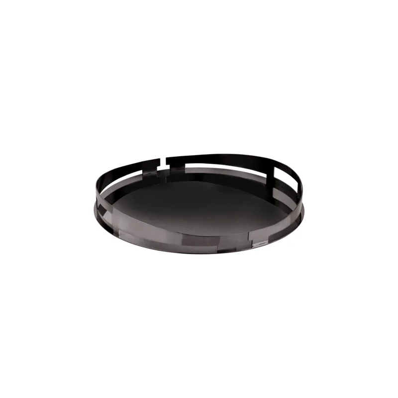 Polished Black Round Tray - Dia: 35 cm H: 4.5 cm