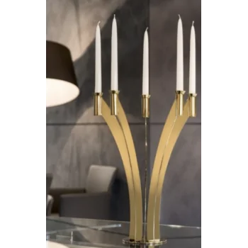 Gold Plated 5 Flame Candleholder - 51.2 x 40.5 cm H: 50 cm