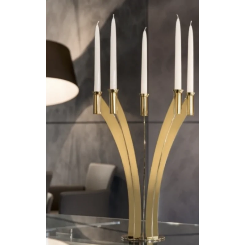 Gold Plated 5 Flame Candleholder - 51.2 x 40.5 cm H: 50 cm Gold Plated 5 Flame Candleholder - 51.2 x 40.5 cm H: 50 cm