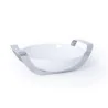 Polished Round Porcelain Dish With Stainless Steel Holder - Dia: 37 H: 8 cm