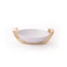 Gold Round Porcelain Dish With Stainless Steel Holder - Dia: 37 H: 8 cm