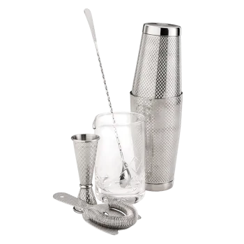 Barfly 5-Piece Diamond Lattice Cocktail Mixing Set - Stainless Steel