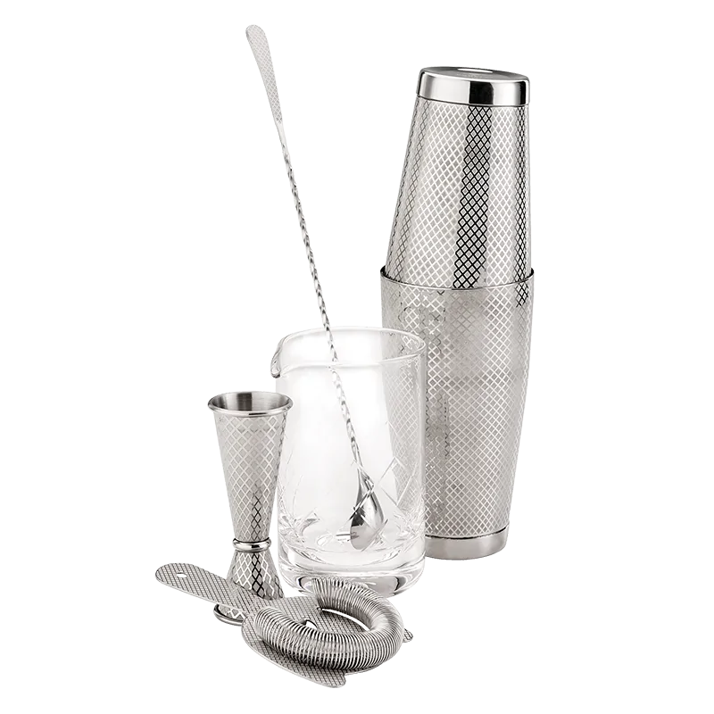 Barfly 5-Piece Diamond Lattice Cocktail Mixing Set - Stainless Steel