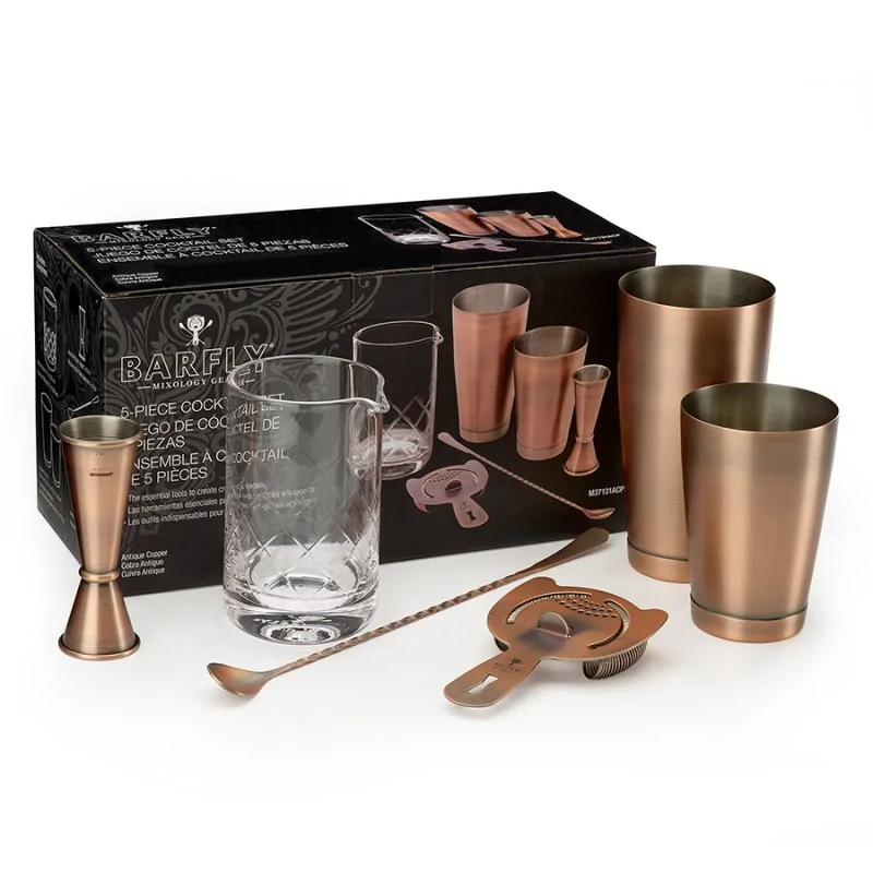 Barfly 5-Piece Cocktail Mixing Set - Antique Copper Barfly 5-Piece Cocktail Mixing Set - Antique Copper