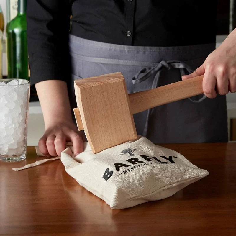 Barfly Wood Ice Mallet & Lewis Ice Bag Set Barfly Wood Ice Mallet & Lewis Ice Bag Set