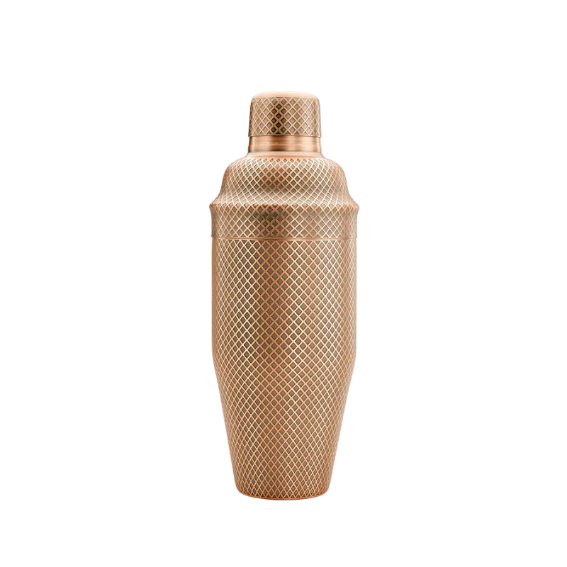 Barfly 3 pc. Diamond Lattice Japanese Cocktail Shaker Set - Antique Copper - Set of 6 Barfly 3 pc. Diamond Lattice Japanese Cocktail Shaker Set - Antique Copper - Set of 6