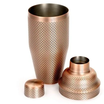 Barfly 3 pc. Diamond Lattice Japanese Cocktail Shaker Set - Antique Copper - Set of 6