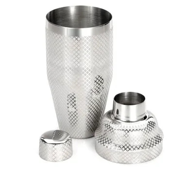 Barfly 3 pc. Diamond Lattice Japanese Cocktail Shaker Set - Stainless Steel - Set of 6
