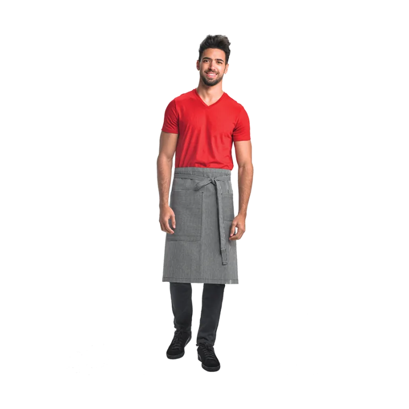 Barfly Rogue Mid-Bistro Apron - Navy/White Railroad Stripe