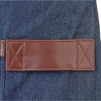 Barfly Wyatt Mid-Bistro Apron - Indigo Denim With Brown Leather Accents
