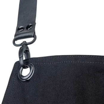 Barfly Renegade Bib Apron - Black Canvas With Black Leather Straps