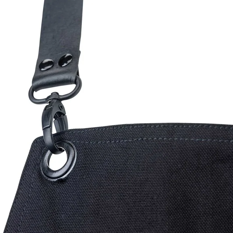 Barfly Renegade Bib Apron - Black Canvas With Black Leather Straps Barfly Renegade Bib Apron - Black Canvas With Black Leather Straps