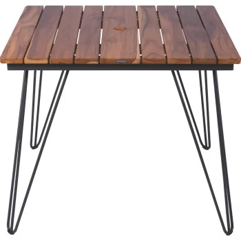Tarsila Square Teak Wood Table With Carbon Steel Frame