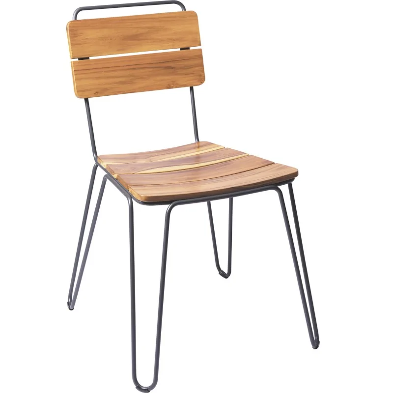 Tarsila Chair in Teak Wood With Carbon Steel Structure - 20.4" x 21.9" x 31.8" - Set of 2