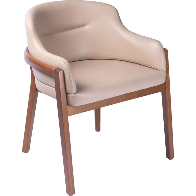 Armchair Low Scoop Back Tauari Wood Beige Upholstered - 23.6" x 23.6" x 29.5" Armchair Low Scoop Back Tauari Wood Beige Upholstered - 23.6" x 23.6" x 29.5"