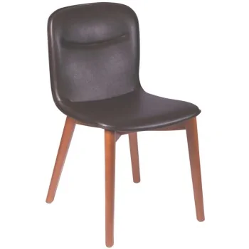 Chair Tauari Wood Dark Brown Upholstered - 19.3" x 21.9" x 33" - Set of 2