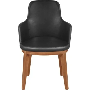 London Armchair Almond Upholstered Black - Set of 2
