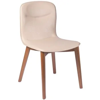 Chair Tauari Wood Beige Upholstered - 19.3" x 21.9" x 33" - Set of 2