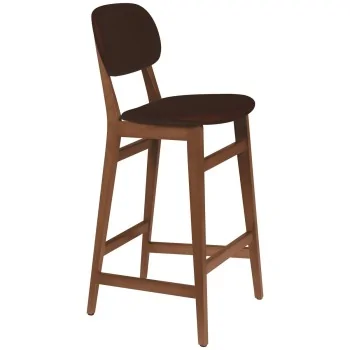 Bar Stool Tauari Almond Dark Brown Upholstered London - 14.2" x 17.1" x 43.5"