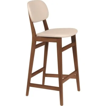 Bar Stool Tauari Almond Upholstered Beige London - 14.2" x 17.1" x 43.5"
