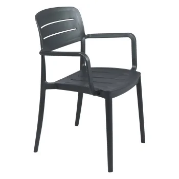 Armchair With Slated Back Dark Gray - 20.1" x 21.3" x 32.5" - Set of 4