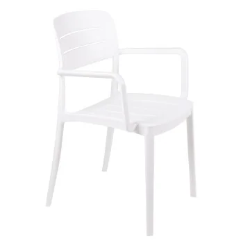 Armchair With Slated Back White - 20.1" x 21.3" x 32.5" - Set of 4