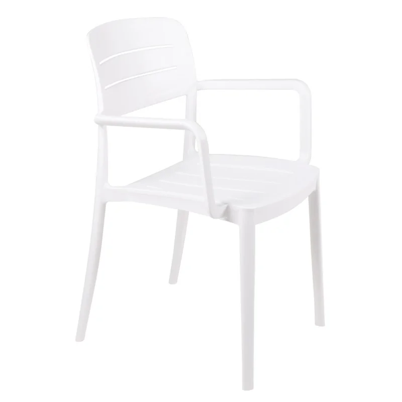 Armchair With Slated Back White - 20.1" x 21.3" x 32.5" - Set of 4 Armchair With Slated Back White - 20.1" x 21.3" x 32.5" - Set of 4