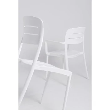 Armchair With Slated Back White - 20.1" x 21.3" x 32.5" - Set of 4