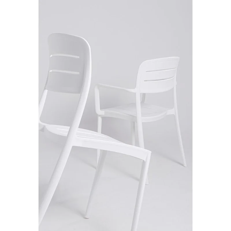 Armchair With Slated Back White - 20.1" x 21.3" x 32.5" - Set of 4 Armchair With Slated Back White - 20.1" x 21.3" x 32.5" - Set of 4