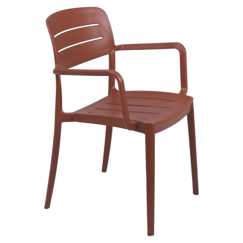 Armchair With Slated Back Terracotta - 20.1" x 21.3" x 32.5" - Set of 4 Armchair With Slated Back Terracotta - 20.1" x 21.3" x 32.5" - Set of 4